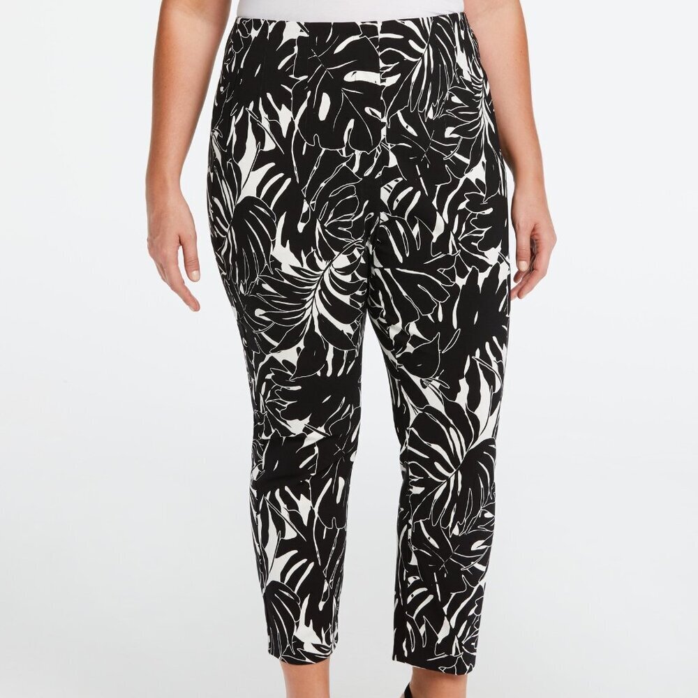 Ella by Rafaella Plus Size Black Floral Stretch Ankle Pants Size 22W Work Travel